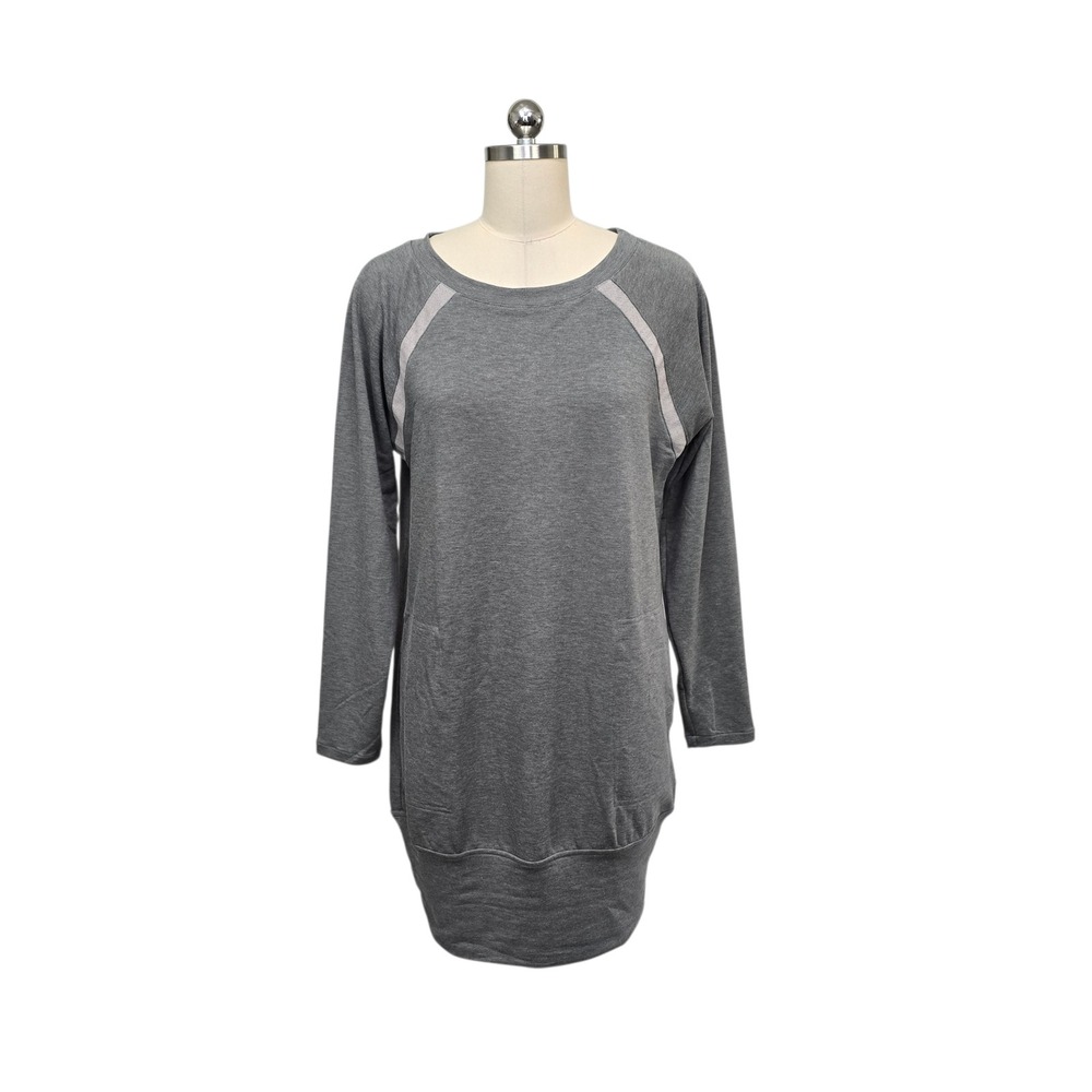 Prana Rosie Dress Ashy Grey Herringbone Knit Sweatshirt Dress Womens Small NEW